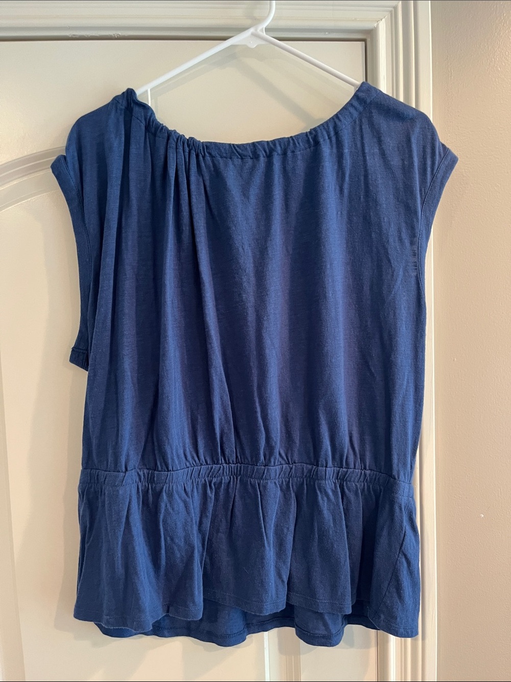 Banana Republic Indigo Short Sleeve Peplum Top